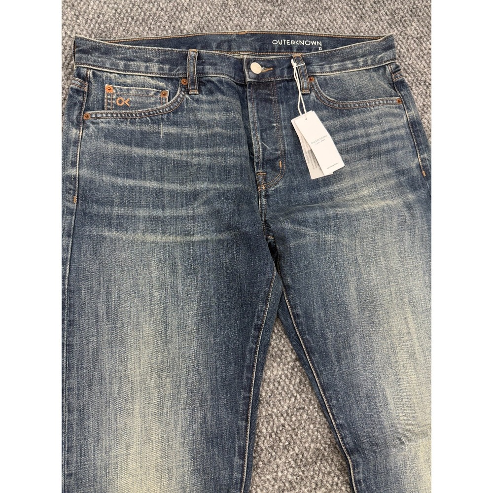 Outerknown SEA Selvedge Jeans Men's 33x34 Dark Blue Denim Organic Cotton - Picture 3 of 16